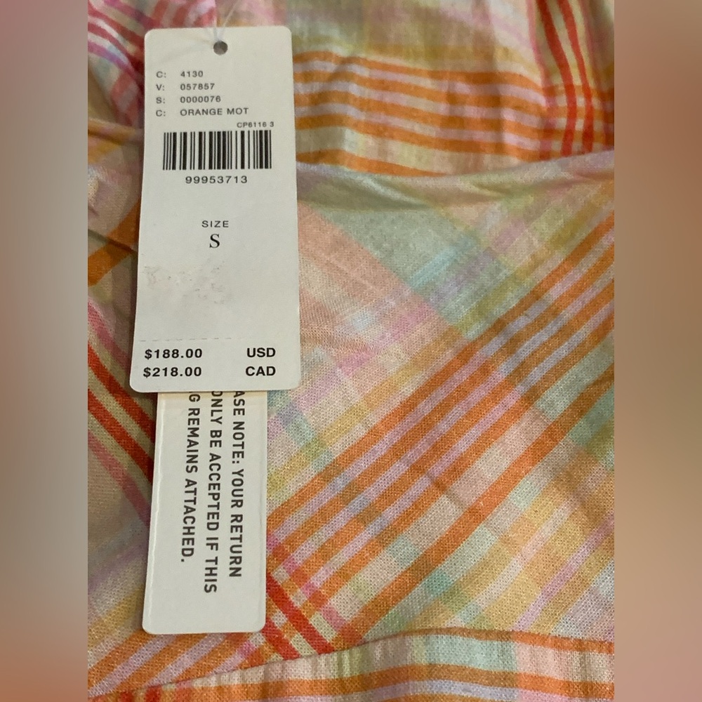 Anthropologie Pastel Plaid Midi Dress in Pink and Peach - Picture 5 of 5